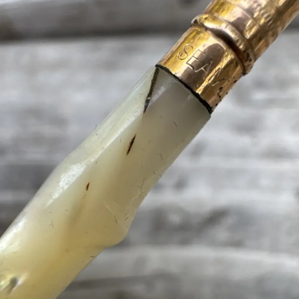 Antique Mable Todd & Co. No. 1 Pearl Shaft Dip Pen Gold Scroll & Seamless 5 G